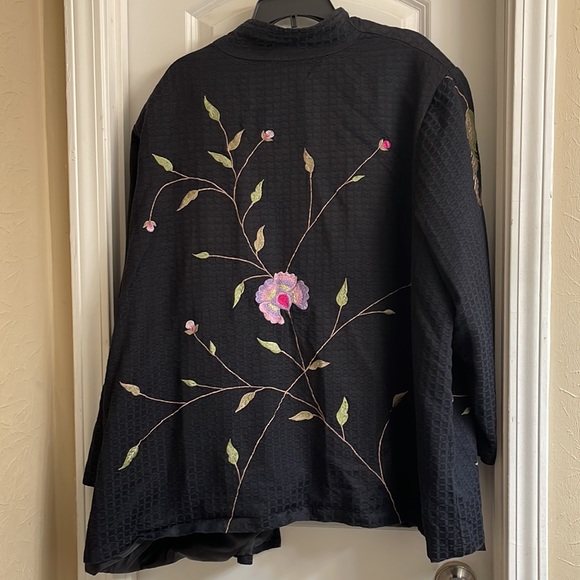 June 3♻️Maggie Barnes Black Pink Green Purple Floral Blazer Suit Jacket size 4x - Picture 10 of 17